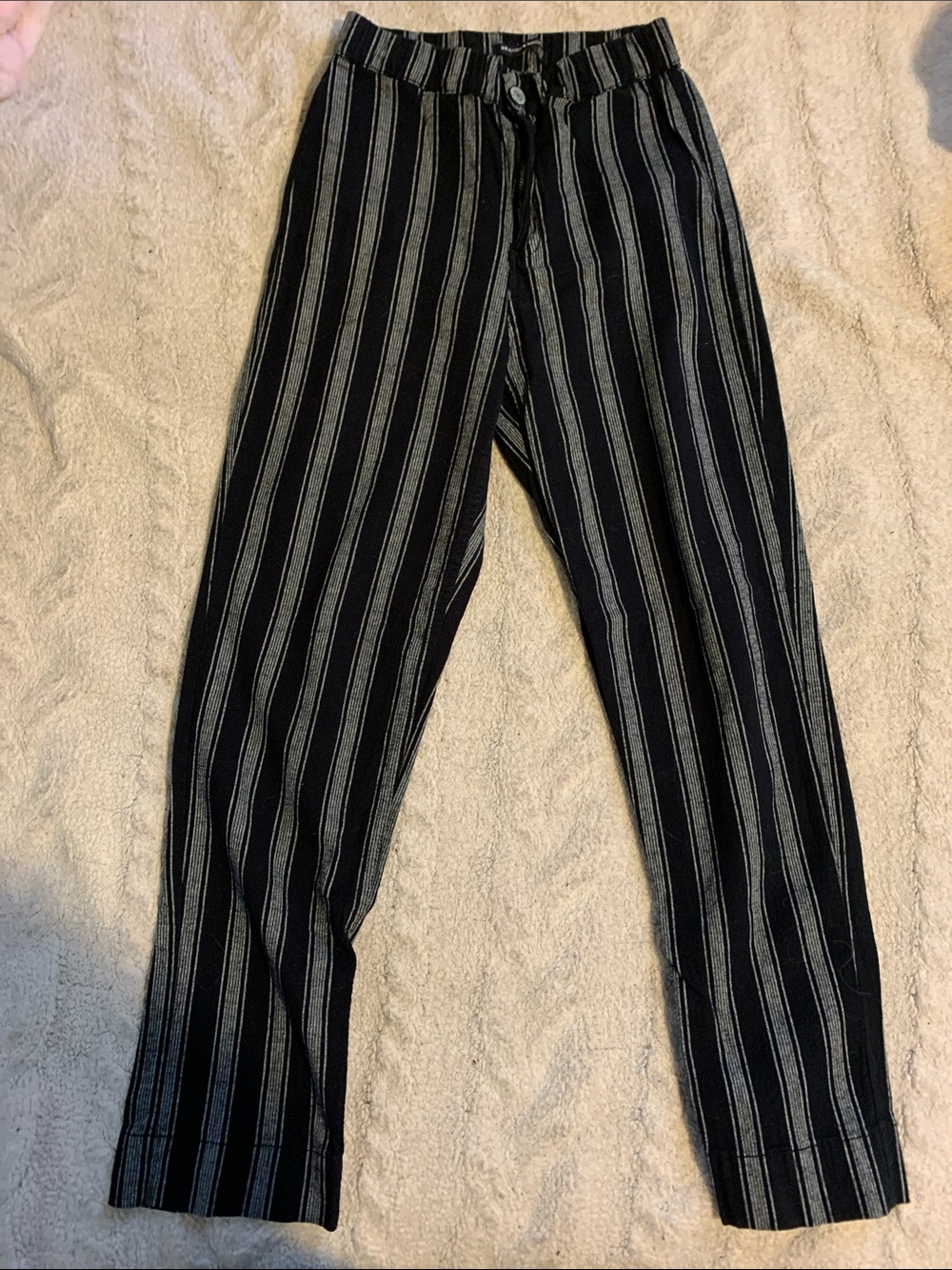 Brandy Melville Black Pants with Gray Pinstripes